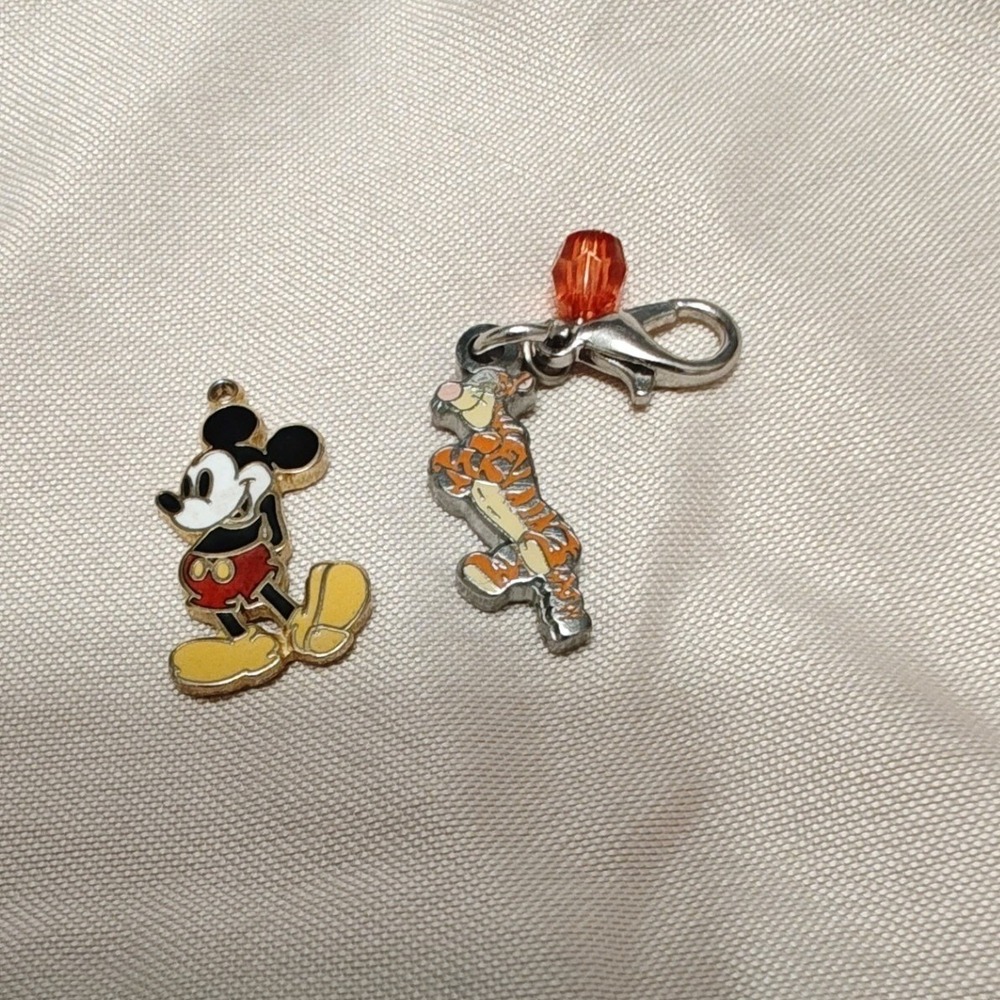 2 Disney Charms Set Multicolor Mickey Mouse Tigger Enamel Pendants